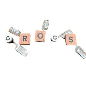 Crocs Charm White Brown Alphabet C R O S NWT Lot of 5 Accessories